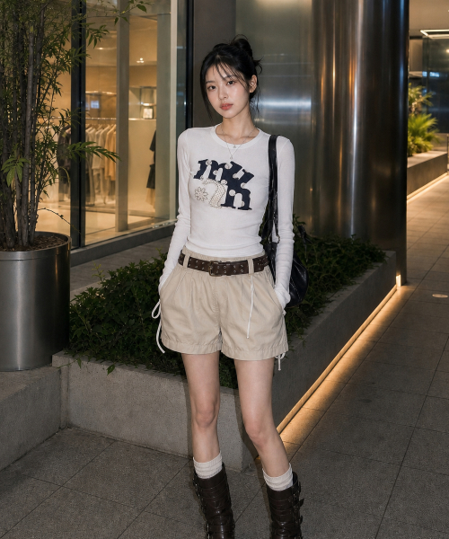 DOT A FLOWER PATCH LONG SLEEVE [WHITE]