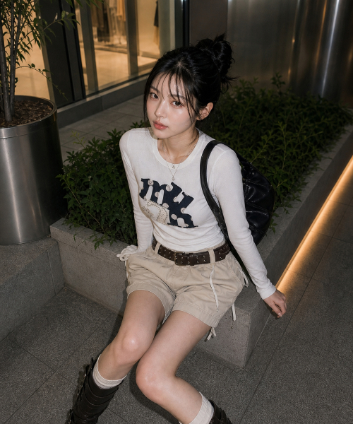 DOT A FLOWER PATCH LONG SLEEVE [WHITE]