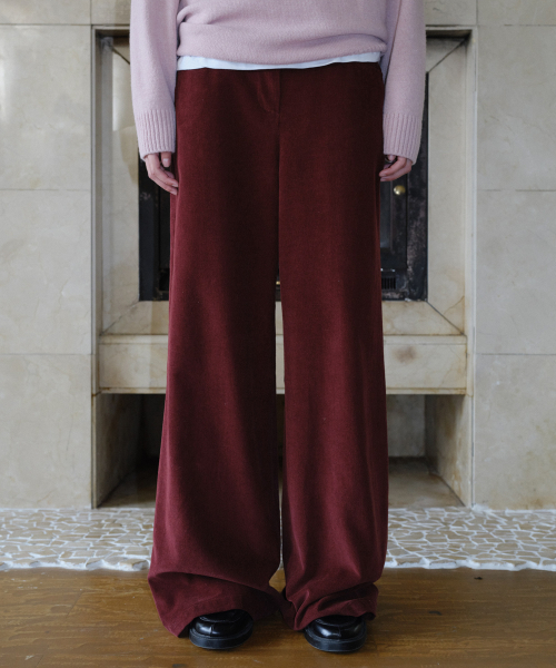 CORDUROY STRAIGHT PANTS - WINE