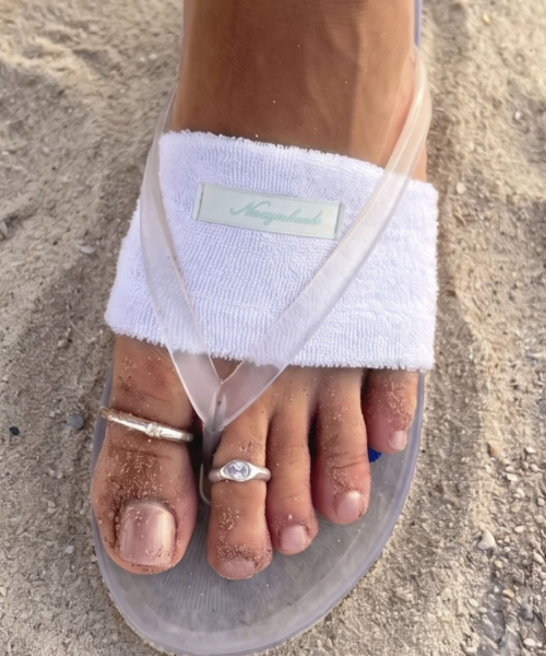 Summer Terry Flip-Flop Toe Socks_White