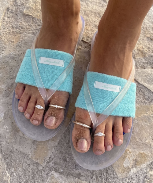 Summer Terry Flip-Flop Toe Socks_Teal