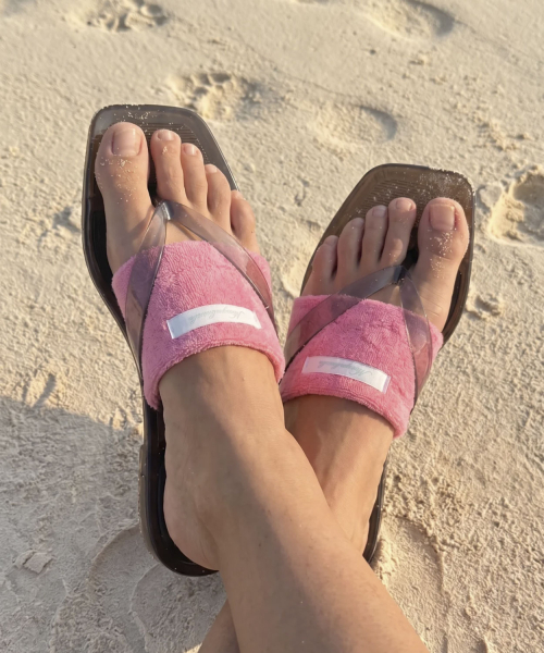 Summer Terry Flip-Flop Toe Socks_Hotpink