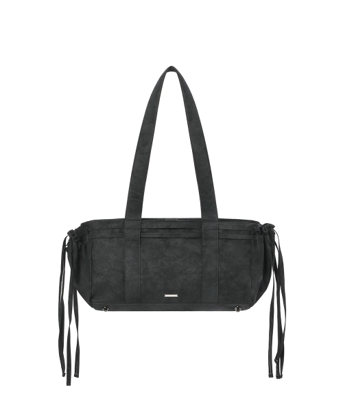 String square shoulder bag BLACK