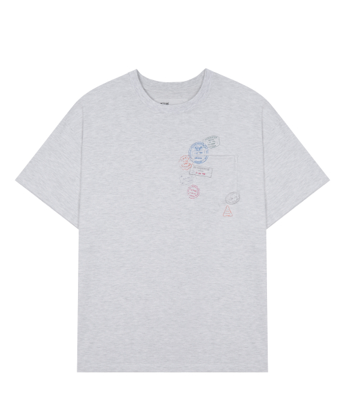 PASSPORT STAMP T-SHIRT / Light melange