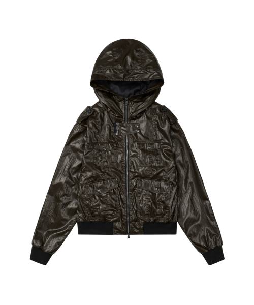 Coated Pocket Hooded Jacket (Olive)