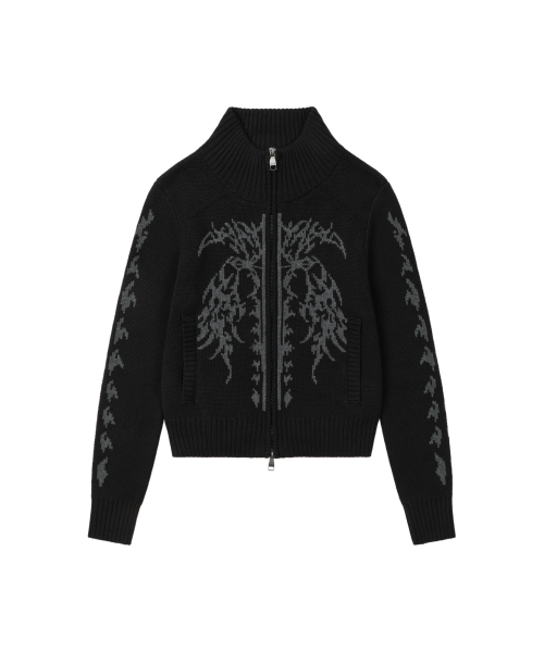 Gothic Jacquard Knit Zip-Up (Black)