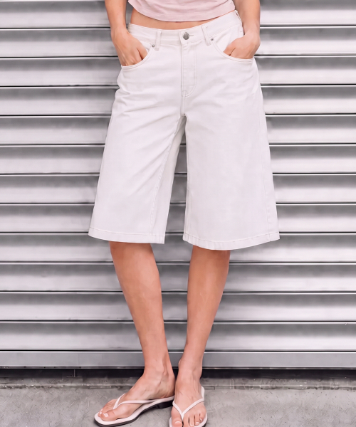 BUTTERFLY DENIM BERMUDA PANTS_IVORY