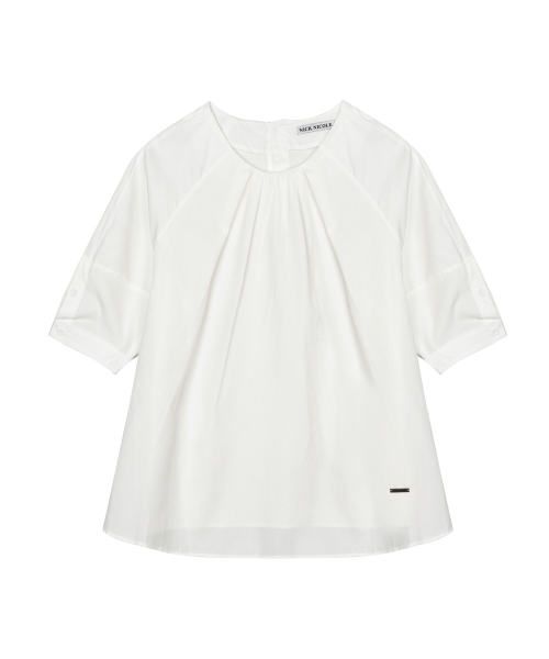 COTTON GATHER BLOUSE_IVORY