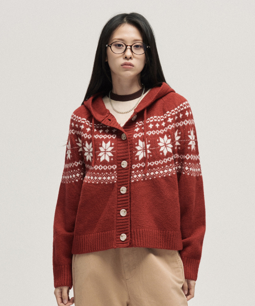 Nordic Hygge Hooded Cardigan_Red
