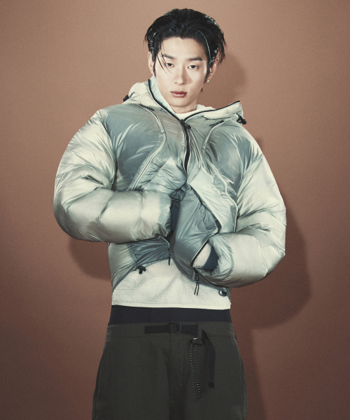 [시티 레저] 시어 레이어 후디드 다운 재킷 [그레이]