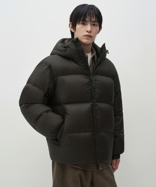 시어 립스탑 후디드 다운 재킷
