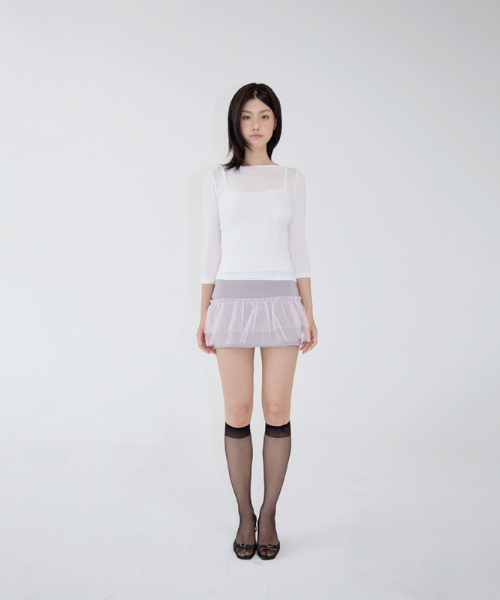 TULLE LAYERED MINI SKIRT MAUVE GRAY