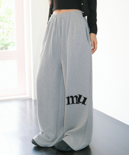 SIDE PATCH WIDE BANDING PANTS [GRAY]