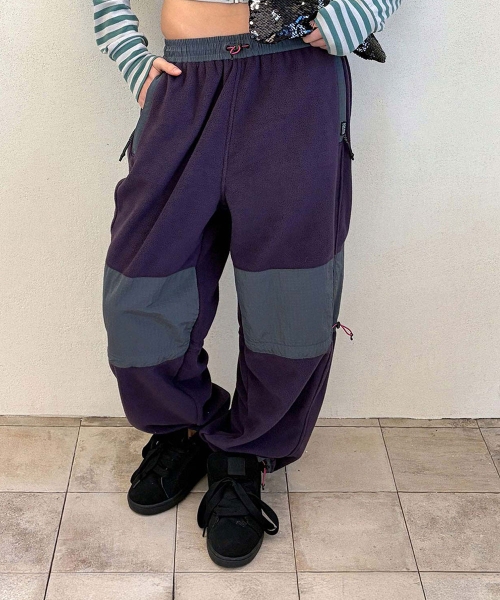 Fleece Colorblock Pants Deep Purple
