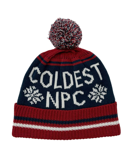 Jacquard Pom Pom Beanie Red
