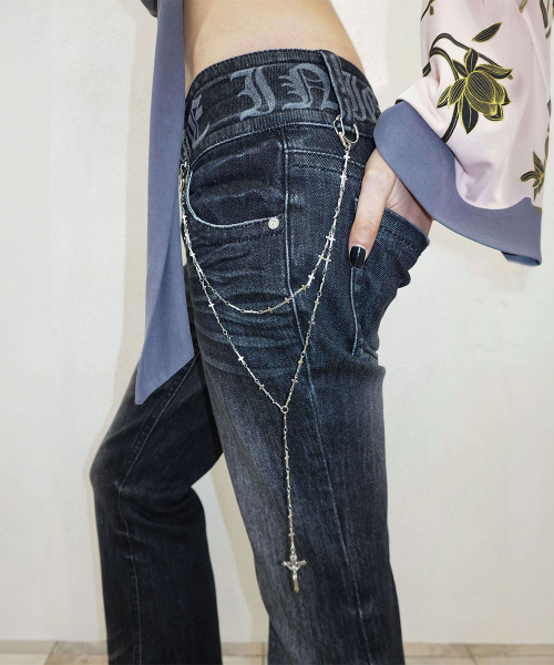 Confession Chain Denim Acid Black