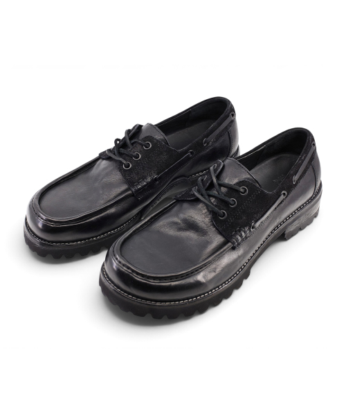 [EXTRALIGHT] Hammer Horsehide Commando Sole Boat Shoes Black