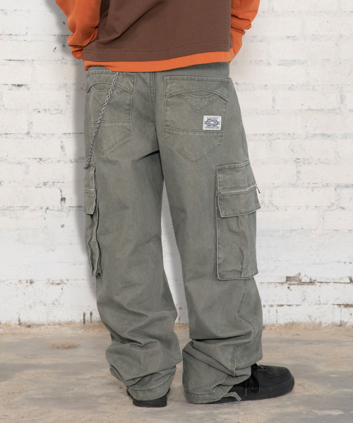 XP344 스택 루즈핏 워싱 코튼 카고 팬츠 (KHAKI)