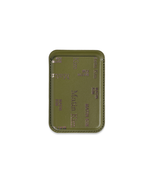MATIN ALL-OVER LOGO MAGNETIC CARD WALLET IN KHAKI