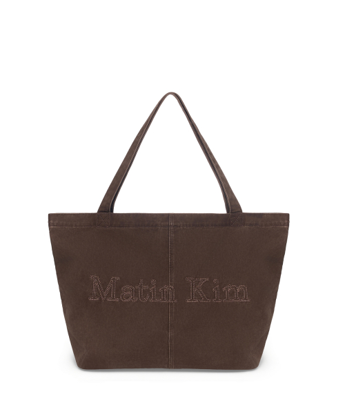 VINTAGE WASHED COTTON SHOULDER BAG IN BROWN