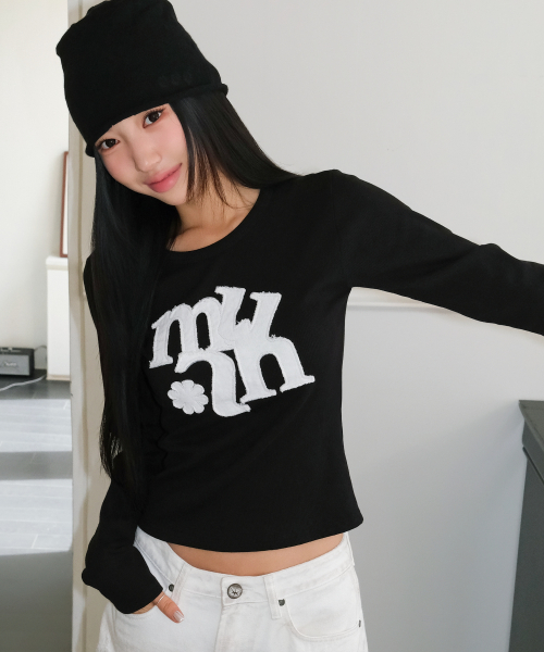 VINTAGE APPLIQUE LOGO LONG SLEEVE [BLACK]