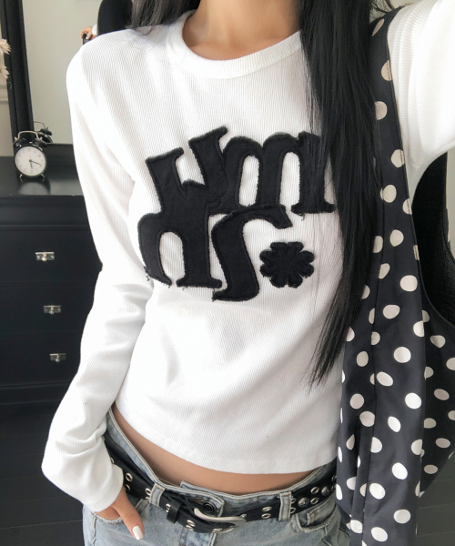 VINTAGE APPLIQUE LOGO LONG SLEEVE [WHITE]
