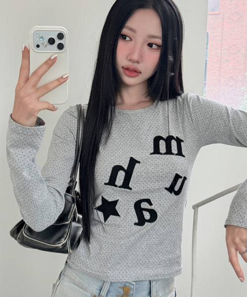 DOT PATCH LOGO LONG SLEEVE [GRAY]