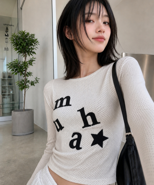 DOT PATCH LOGO LONG SLEEVE [OATMEAL]