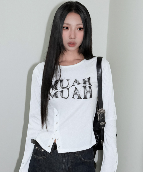 SLIT SNAP BUTTON LONG SLEEVE [WHITE]