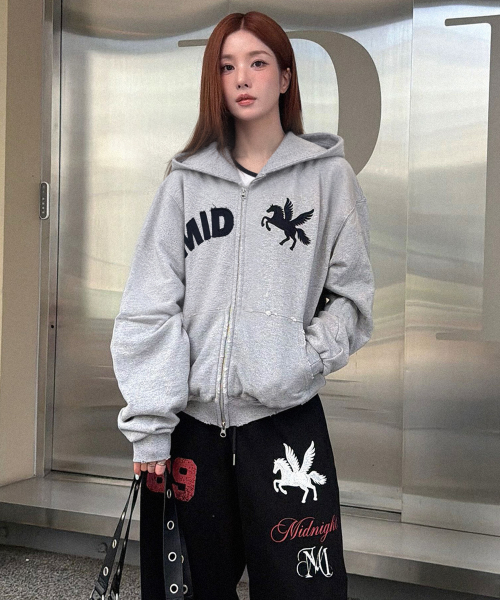 mid horse zip up (grey)