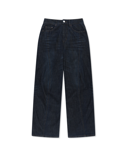 TWISTED VOLUME COATED DENIM PANTS IN DARK NAVY