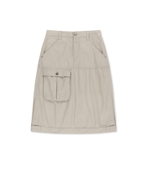 VINTAGE POCKET MIDI SKIRT IN LIGHT BEIGE