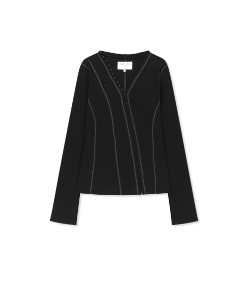 MULTI STYLING HOOK DETAIL SLIM TOP IN BLACK