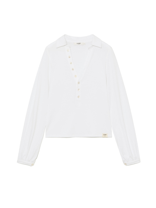 G V-COLLAR HENLEY TOP (WHITE)