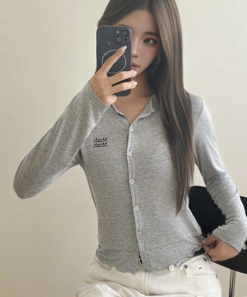 LAYERED FRILL CARDIGAN [GRAY]