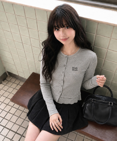 LAYERED FRILL CARDIGAN [GRAY]