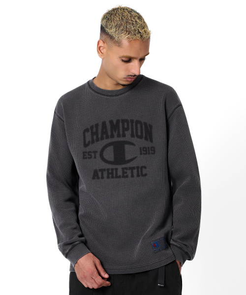 로고 다잉 와플 롱슬리브 티셔츠 Charcoal