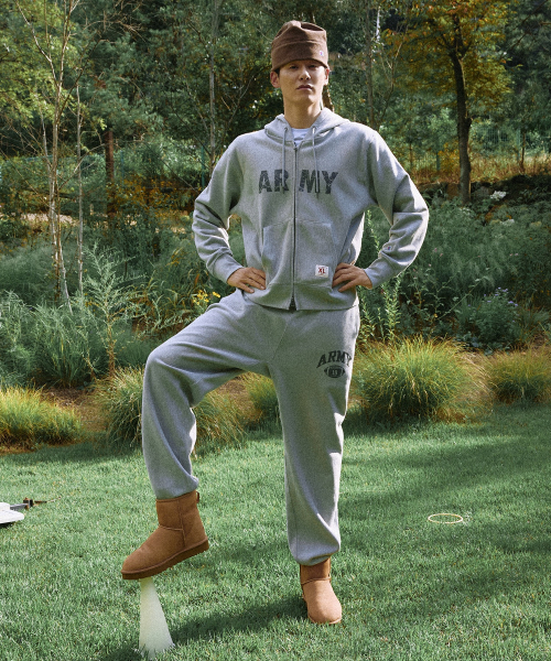 헤리티지 ARMY 와이드핏 스웨트 팬츠 Grey Melange