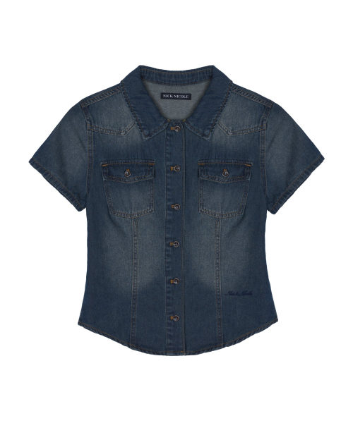 DENIM SHORT POCKET SHIRT_BLUE