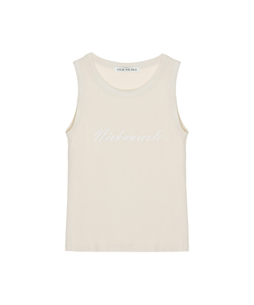 LETTERING SLEEVELESS TOP_BEIGE