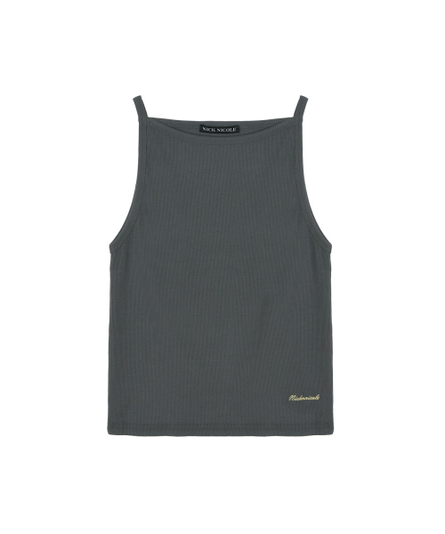 BOAT NECK SLEEVELESS TOP_CHACOAL