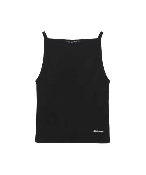 BOAT NECK SLEEVELESS TOP_BLACK