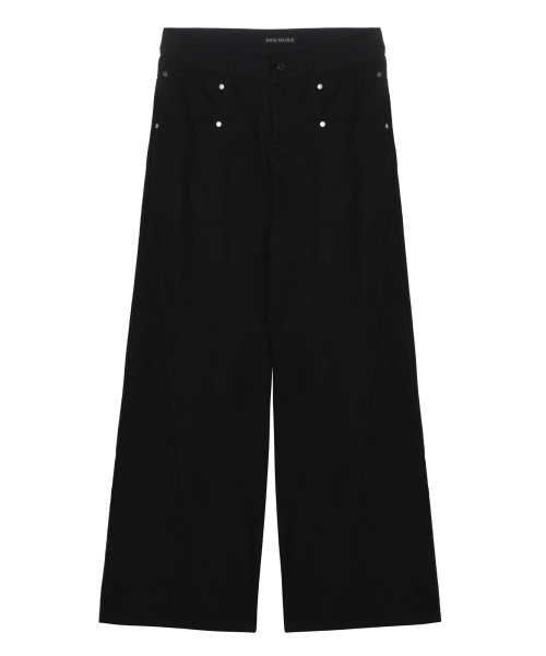 STUD CURVED WIDE PANTS_BLACK