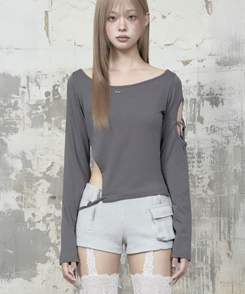 String Panel Point Long Sleeve (Charcoal)