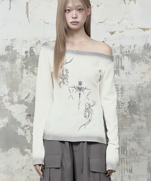Dirty Wash Lettering Long Sleeve (Cream)