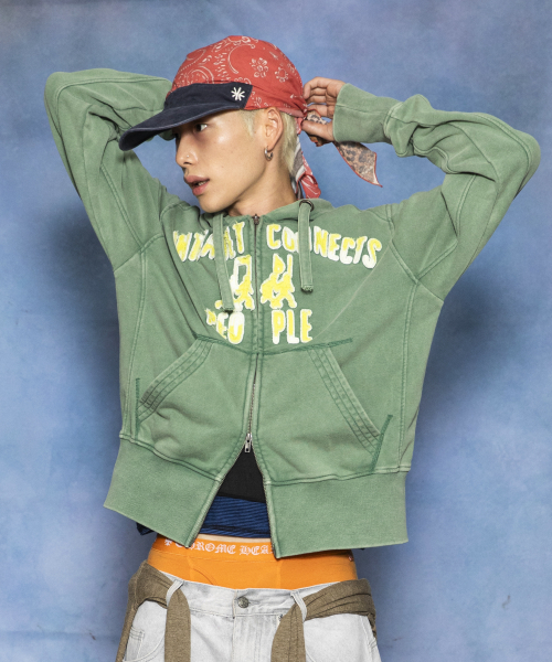 GHD055 인터넷 피플즈 올드스쿨 슬림핏 후드 집업 (GREEN)