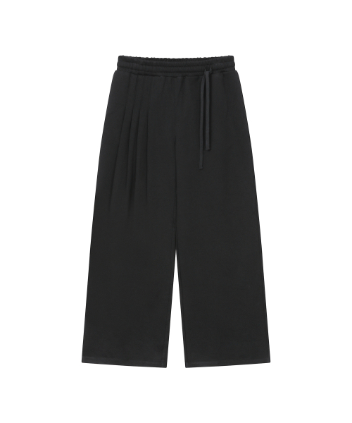 Pleats jersey wide pants BLACK
