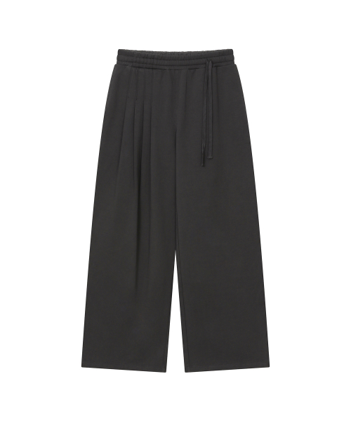 Pleats jersey wide pants CHARCOAL