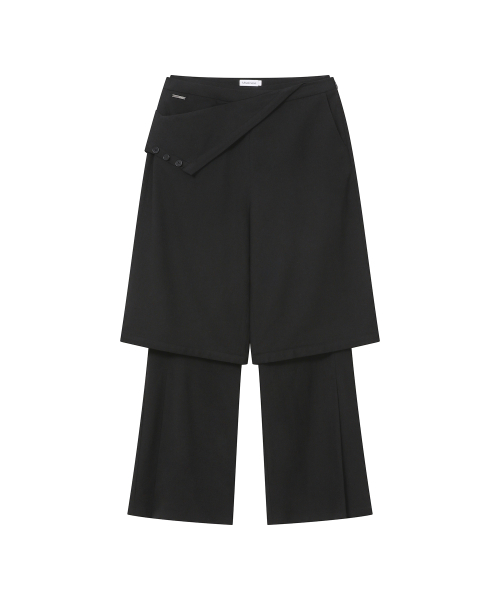 Flip bermuda layered pants SET BLACK
