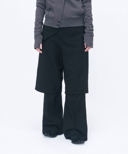 Flip bermuda layered pants SET BLACK